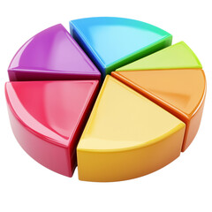 Leinwandbilder - Colorful pie chart segments arranged circular shape, representing data visualization and analysis. vibrant colors include purple, pink, red, orange, yellow, and green, creating engaging and