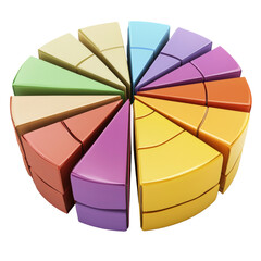Poster - Colorful pie chart segments arranged in circular pattern, showcasing various shades and sections. This vibrant design represents data visualization and analysis
