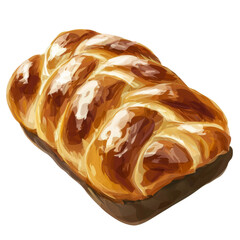 Aufkleber - Freshly baked bread loaf with golden brown crust and braided design, perfect for breakfast or snacks. Its soft texture and rich flavor make it delightful treat
