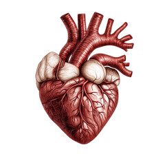 Poster - Anatomical illustration of human heart with detailed blood vessels, showcasing intricate structure and function of cardiovascular system