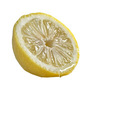 Poster - Fresh lemon slice with juicy pulp and vibrant yellow skin, perfect for culinary uses and beverages