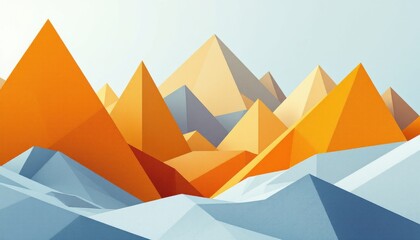 Poster - Abstract geometric landscape with vibrant orange and blue triangular shapes