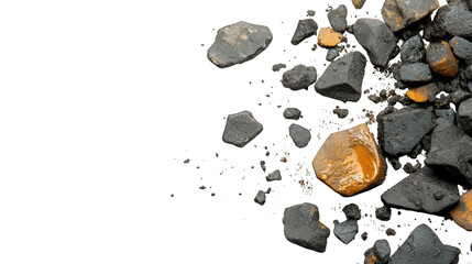 Wall Mural - Pile of rocks on a black background, study in texture, contrast and monochrome artistry