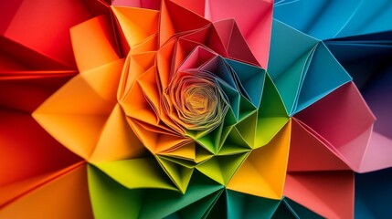 Poster - A close-up photo of folded paper creating geometric patterns. The 3D effect makes an abstract background.