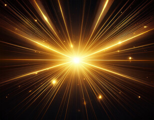 Wall Mural - sun rays starburst bright effect isolated on dark background gold light star flash abstract shine be