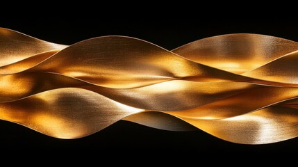 Poster - elegant golden metallic waves on black background for luxurious concepts