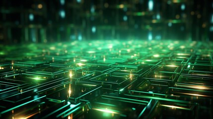 abstract green circuit board texture: digital technology background