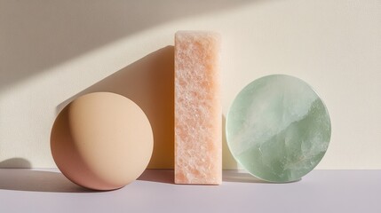 Poster - Minimalist geometric stone shapes in soft natural light for design decor concepts