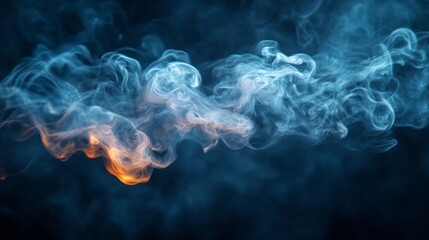 Poster - Delicate wisps of smoke move elegantly through the air, merging shades of deep blue with warm flames of orange. This captivating dance evokes a sense of mystery and tranquility