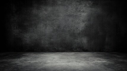 Dark grunge concrete room interior.