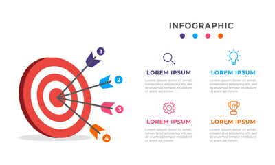 Aufkleber - Target Infographic with 4 Steps and Icons