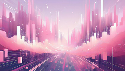 Wall Mural - abstract depiction of data streams in the air featuring pixelated textures and glitch effects the li