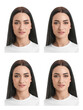 © New Africa - Photo of woman for passport or other document on white background, set