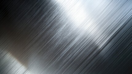 Poster - Abstract brushed metal surface with light reflections creating texture and depth
