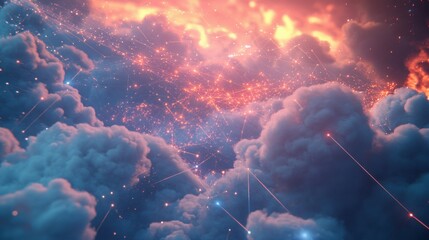 Poster - Cloud network and connection city