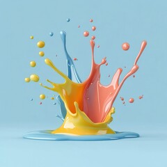 Poster - Abstract colorful paint splashes frozen in mid-air, a burst of vibrant creativity captured in time.