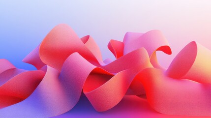 Poster - Abstract wavy 3d shapes in gradient red and blue tones