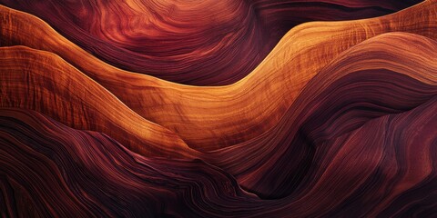 Poster - Abstract wave patterns in vibrant red and orange tones depicting natural flow