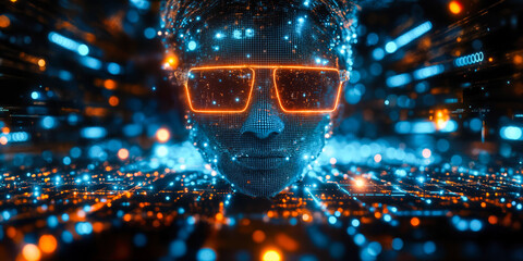 Poster - Open-Source Wearable Tech AI Customization Concept with Virtual Reality Digital Interface and Futuristic Design
