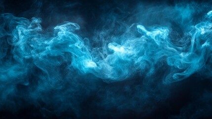 Poster - A captivating display of blue smoke gently swirling in a dark environment, creating ethereal patterns that draw the eye
