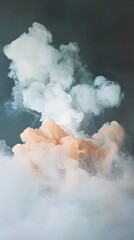 Poster - Wisps of white and soft peach clouds blend beautifully, evoking serenity and calmness. The delicate interplay of colors creates a dreamlike atmosphere, inviting contemplation