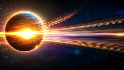 Wall Mural - vibrant cosmic event showcasing a planet glowing with light against a backdrop of swirling colors
