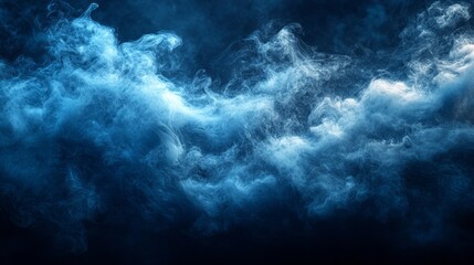 Poster - Soft wisps of blue mist rise and twist in an enchanting display, creating an otherworldly ambiance beneath a veil of shadowy hues, evoking mystery and serenity
