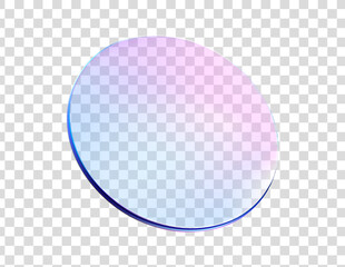 Wall Mural - 3d glass round holographic disk. hologram crystal glass plate transparent. blue purple gradient 3d s