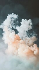 Poster - Soft tendrils of clouds blend seamlessly, showcasing a delicate interplay of white and peach hues. This mesmerizing formation evokes a sense of wonder and tranquility