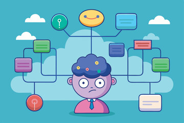 Poster - this illustration showcases a customizable mind map design centered on creative thinking and organiz