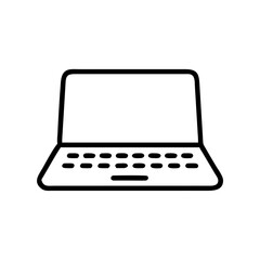 Poster - a simple line art of a laptop computer. It is displayed in a front view, perfect for icons and designs