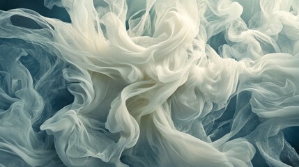 Poster - Delicate silk fabric undulates gracefully in a gentle breeze, casting soft shadows and highlights. The interplay of light creates an enchanting, dreamlike atmosphere full of movement and serenity