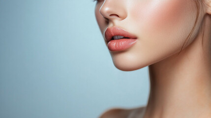 Wall Mural - Woman with a full lip and a thin neck. The neck is very thin and the lips are very full