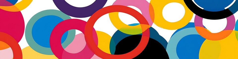 Poster - Vivid circular symphony with dynamic overlaps and radiant energy







