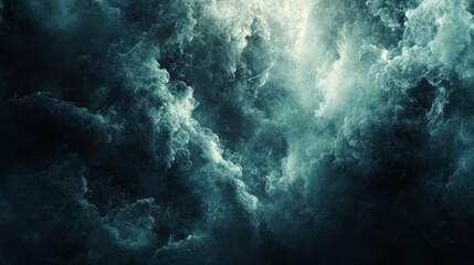 Poster - Dark, ethereal clouds fill the atmosphere, creating a mesmerizing display as light penetrates the dense formations. The dramatic interplay evokes a sense of wonder and intrigue