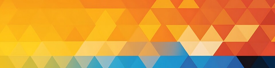Poster - Radiant geometric harmony with vibrant triangles and a luminous white space







