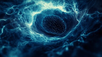 Poster - Colors merge in a breathtaking swirl, revealing a pulsating brain encased in ethereal energy. This captivating visual embodies the mystery of thought in a cosmic dance of light and motion