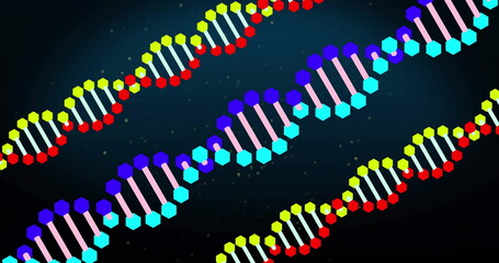 Poster - Image of dna strands over black background