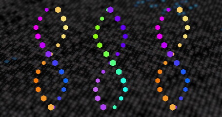 Poster - image of dna strands over black background