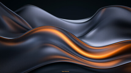 Wall Mural - A black and orange wave with a gold stripe