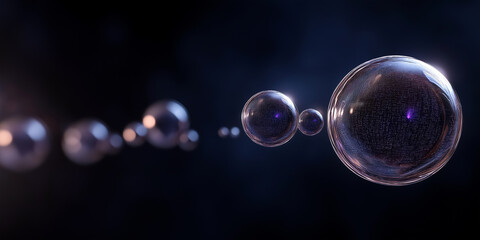 Wall Mural - A series of spheres are shown in a black background