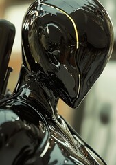 Poster - The image features a sci-fi girl clad in a black armor suit and helmet, standing in an attacking pose with an assault gun, alongside a drone assistant scout, all set in a futuristic context