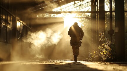 Poster - a black african american engineer is successfully testing and wearing a futuristic bionic exoskeleto