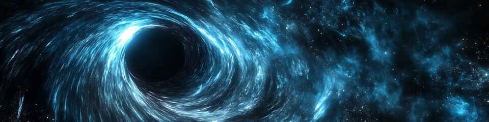 Poster - A cosmic black hole with swirling light and a clear area for text