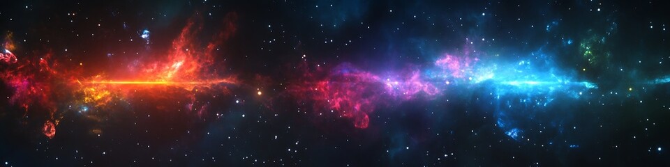 Poster - A dark, cosmic aurora with vibrant lights and a large text area