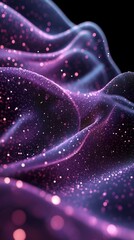 Poster - Abstract Waves of Purple Light with Sparkles in Black Background