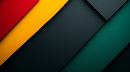 Poster - Bold colors of red, yellow, green, and black intertwine in a dynamic arrangement, inspiring creativity and innovation in a studio setting under soft lighting