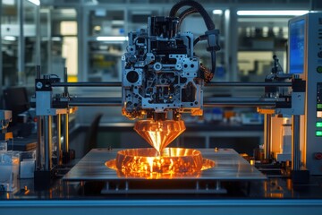 Poster - Advanced metal 3D printing technology in a laboratory setting during the daytime