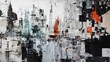 © Murda - Abstract cityscape painting using newspaper collage and striking color.