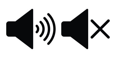 Poster - Speakers Icon Set - Audio, Sound System, Music Vector. Set of no sound, No speaker icon. Sound Icons. speaker mute icon sign. Volume Off symbol. Silent mode icons.  Sound icon, volume symbol. EPS 10. 